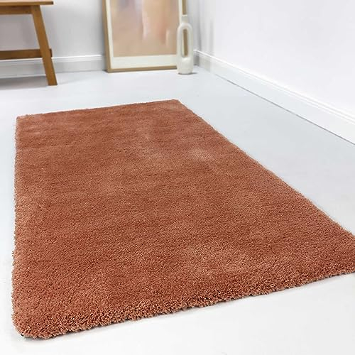 Wecon Home Kuschelig weicher Esprit Hochflor Teppich, bestens geeignet fürs Wohnzimmer, Schlafzimmer und Kinderzimmer RELAXX (120 x 170 cm, Cognac)