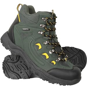 Mountain Warehouse Adventurer Mens Waterproof Boots - IsoDry Shoes with Synthetic Upper, Mesh Lining, Deep Lugs & EVA Cushioning - Spring Summer, Hiking & Outdoors Green Adult Shoe Size 8