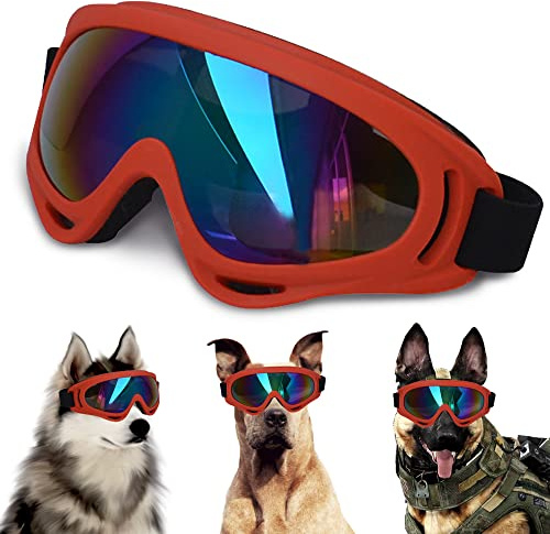 Große Hundesonnenbrille, Hundebrille mit verstellbarem Riemen, UV-Schutz, Winddicht, geeignet für mittelgroße und große Hunde, Haustierbrillen, Augenschutz