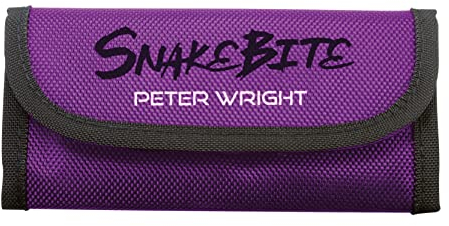 RED DRAGON Darts Case | Peter Wright Snake Bite Tri-Fold Dart Case | Purple and Black Darts Organiser