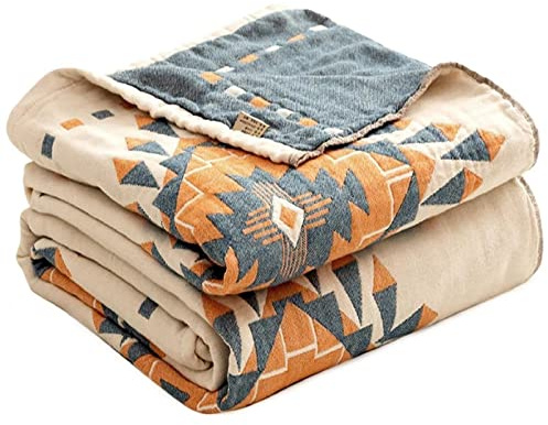 SAYT RLAE 100% Baumwolle Tagesdecke Boho Decke Doppelseitig Kuscheldecke Bettwäsche, Sofa Bed Throw Blanket Cover Sheet, Wohnzimmerdecke Couchdecke Sesseldecke Wendedecke Bettüberwurf 200x230cm