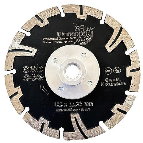 EDW Profi Diamant-Trennscheibe 125 mm mit Flansch M14 Granit Beton Naturstein