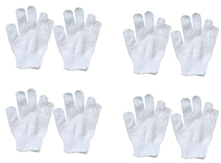 Healeved 8 Stück Kinder Duschhandschuhe aus Nylon in Weiß Exfolier Handschuh für Körperpeeling Leicht und Auszuziehen für Gründliche Reinigung | Duschhandschuhe mit Erhöhter Reibung, zur Gründlichen Hautreinigung, für Kinder