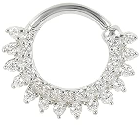Nose Piercing 925, Piercing Septum mit Silber Rund mit Weißem Cz Piercingschmuck Geschenk für Frauen Männer
