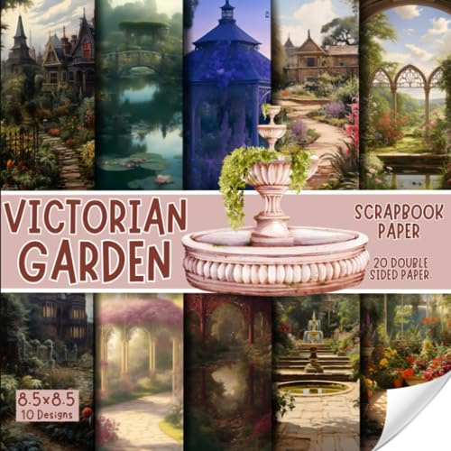 Victorian Garden scrapbook paper, 8.5x8.5, 10 Designs, 20 Double-Sided Sheets: Victorian Scrapbooking Paper for Junk Journals, Decorative Vintage ... & Mixed Media, Origami, Collage & Card Making