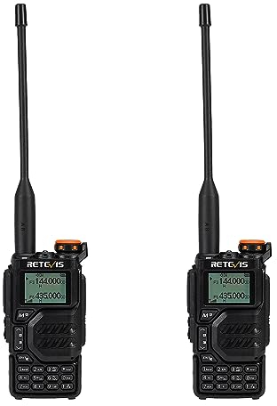 Retevis RA79 Walkie Talkies, Dual Band Ham Radio with 1400mAh Battery, 2m/70cm/FM/AM, Support VFO/CPS/Chirp, 2 Way Radio for Hunting, Travelling, Hiking, Long Range Walkie Talkies (2Pcs)