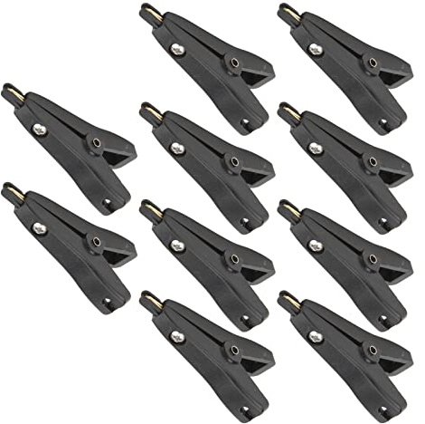 Morsetti a Coccodrillo Isolati 10 Pezzi Pinza Prova Negativa Positiva Ottone Placcato Oro, Apertura 25mm, Connettore 4mm per Multimetro, Test Elettrici Automotive, Nero