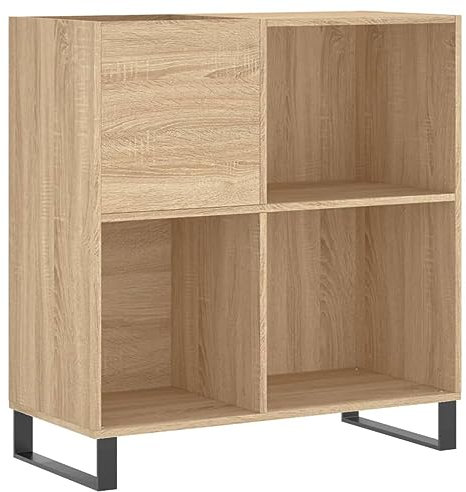 vidaXL Armoire à Disques, Support de Tourne-Disque, Armoire Latérale avec Rangement, Buffet de Salon, Moderne, Chêne Sonoma Bois d'Ingénierie