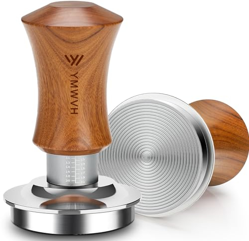 V5 Espresso Tamper, 51MM 2 Spring-Loaded Calibrated Tamper with Stainless Steel Ripple Base, Walnut Wooden-Handle Tamper Compatible with Espresso Coffee Machine 51MM Diameter Portafilter