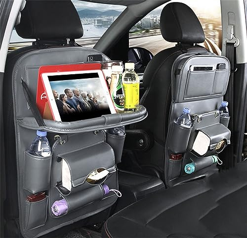 LAGNY Car Backseat Organizer for DS 3 / DS 3 Crossback/DS 4 / DS 5 / DS 7 / DS 7 Crossback/DS 9, Car Organiser Seat Protectors Kick Mats,D Grey