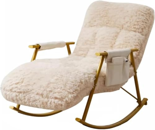 ANDRAX Schaukelstuhl Wohnzimmer, Chaiselongue, Schaukelstuhl, Stuhl mit integrierter Stütze, Schlafzimmer, Büro, Wohnzimmer (Beige 1)
