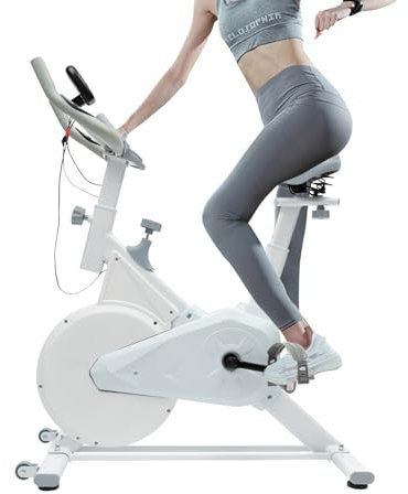 Heimtrainer Fahrrad Fahrradtrainer für den Heimgebrauch Indoor Cycling Stationär Bike LCD-Anzeige Bis 80kg für Indoor Heimtraining (Weiß)