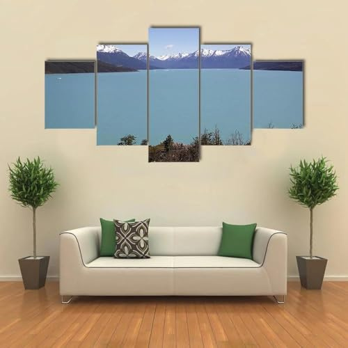 RAPSANI Cuadro en Lienzo Lago Argentino 150x80cm-XXL Impresión Material Tejido no Tejido Artística Imagen Gráfica Decoracion de Pared-5 Piezas-Listo para Colgar