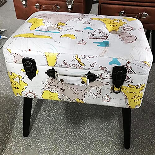 Ottomane-Bank aus massivem Holz im Landhausstil, rustikale Dekoration, Aufbewahrungsbox für Möbel, Bequeme gepolsterte Fußstütze, Schuhbank mit Aufbewahrung, Kunstleder, 50 x 35 x 46 cm (20
