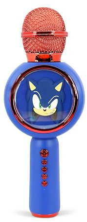 OTL Technologies SH1207 Sonic the Hedgehog Popsing LED Light Up Wireless Karaoke Microphone with Voice Changer Mode – Blue