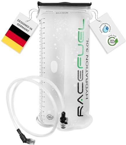 RaceFuel Outdoor Trinkblase mit Trinkschlauch für Sport und Outdoor I super leichte Wasserblase & Trinkbeutel zum Wandern I Trinksystem BPA frei I Rucksack Trinkblase (1.5 Liter)