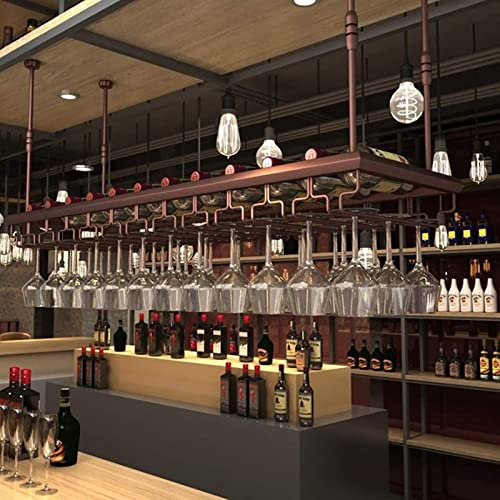 IBOWZ Deckenverzierung Deckenregal Decken-Eisen-Weinregale, Höhenverstellbar, Weinhalter aus Metall, Kelche für Weingläser, Weinglas-Hängeregal, Regale für Bars, Küchen, Restaurants