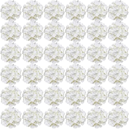 FagusHome 35 st huvuden hortensia blomma 18 cm konstgjorda blommor med stjälkar falska hortensior blommor för dekoration (krämig vit)