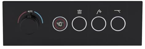Mischbatterie Dusche Thermostat Unterputz, Digitalanzeige Mischventil Thermostat 3 Wege Umschaltventil Dusche Messing Duschumstellventil, Alle Funktionen Sind Gleichzeitig Nutzbar(Black)