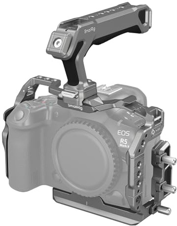 SMALLRIG HawkLock Quick Release Cage Kit for Canon R5 Mark II | with Top Handle and Cable Clamp for HDMI & USB-C, Multiple Mounting Points, Titanium Gray - 5029B