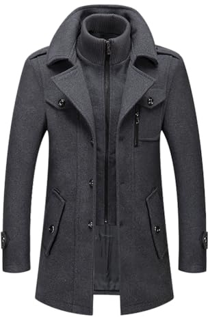 ZhuiKun Manteau Homme Laine Hiver Chaud Trench-Coat Classique Pardessus Parka Caban Veste Slim Fit Manteaux Habillé