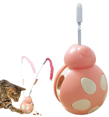 Interaktives Katzenspielzeug Seilspielzeug für Katzen , Katzenfutterspender Spielzeug für langsames Fütterungstraining und selbstbeschäftigung , Intelligenzspielzeug Suchspielzeug für Katzen (Rosa)