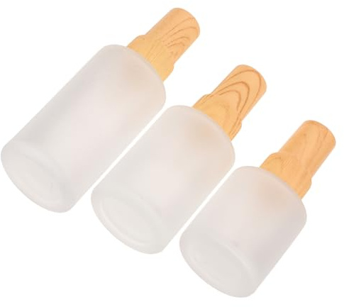 3pcs Frosted Glass Spray Bottles with Bamboo Lid Refillable Travel Spray Bottles for Essential Oils Hair Water 20ml 30ml 40ml Capacity