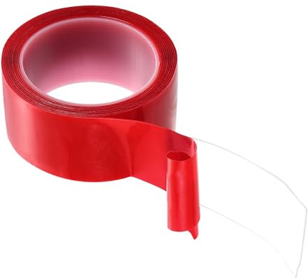 QUARKZMAN Cinta Adhesiva de Doble Cara Nano Tape 10FT x 2 x 0.04 Cinta de Montaje Transparente Removible Multiusos Lavable Impermeable para Colgar Cuadros con Liner Rojo Pósters