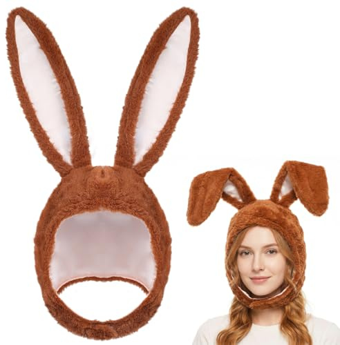 Garneck Lustiger Hasenohren Hut Mit Braunen Plüsch Ohren – Perfekt Für Karneval - Ostern - Geburtstagsfeiern Und Fotoshootings – Bequemer Haarreif Für Unvergessliche Cosplay Momente