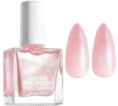 Pink Pearl Nail Polish - Pearlescent Pale Pink Varnish - Shimmer Mermaid Nail Polish - Quick Dry, Long Lasting, Chip Resistant, Water-Based Formula