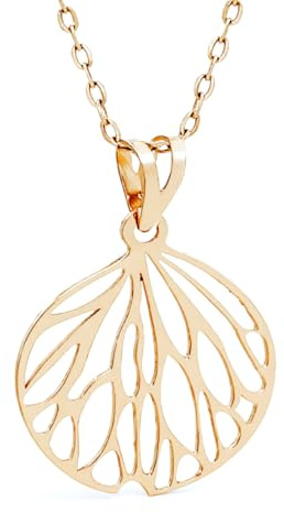 Pendentif nervure de feuille or jaune 18 carats – Motif nature 21 x 15 mm – 0.3 gr Or 750/1000 - Élégance organique et finesse dorée – Salia Gold Paris