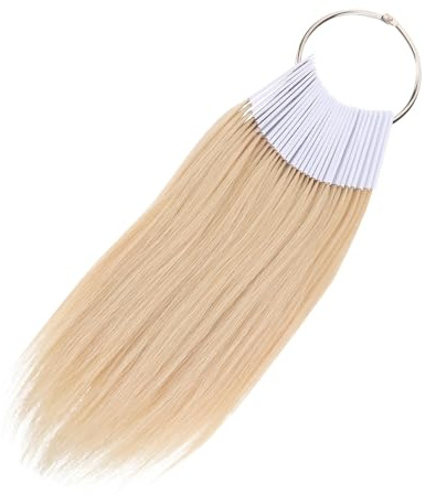 Happyyami Lot de 30 Mèches de Test en Cheveux Humains 9 Degrés Naturel Réutilisable pour Coiffeurs et Formation Coiffure Anneaux Pvc et Marquages Visibles