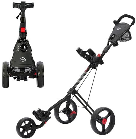 XDriveMax GC27 Golf Trolley 3 Rad,Golftrolley Klappbar,Leichter Golf Trolleys für Golfschläger und Golfbag, mit Getränkehalter,Scorekartenhalter und Ablagefach(schwarz)