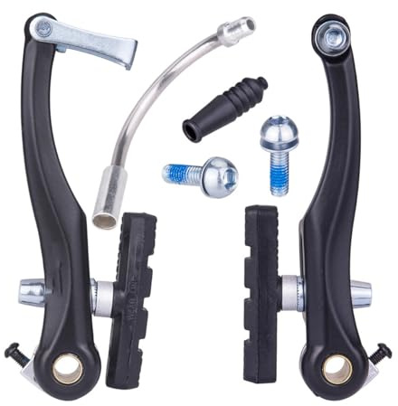 HOUSON Aluminum Alloy V-Brake Set for Mountain Bikes - Complete Set with Brake Pads, Cable Housing & Mounting Accessories - Universal Compatibility