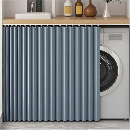 YZBZNG Schrankvorhang,Schrank Vorhang Mit Schiene Staubdichter Vorhang Für Regaleselbstklebend Vorhang Für Regal Schrankvorhänge Küche Blackout Curtains,Blue-H50cm/W70cm