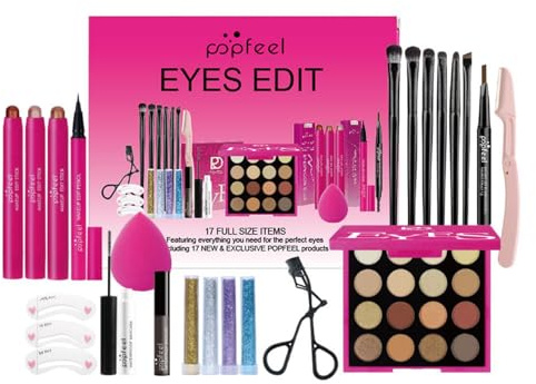 RoseFlower Profi Make Up Set Teenager Mädchen Schminkkoffer Kosmetische Makeup Paletten Lidschatten Concealer Schminke mit Tragbare Reise Make Up Set Beautycase