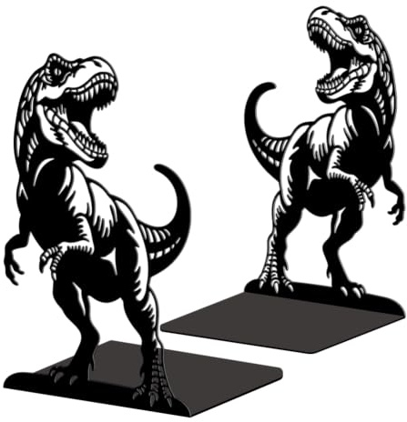 Peacoblue Buchstützen Metall,T-Rex Buchstütze Dekorativ für Bücher | 1 Paar 5.3x4.3x7.9 schwere Gusseisen Buchhalter, Stabile Buchstopper für Bücherregal, Schreibtisch, Büro und Wohnraum