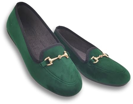 Le Parigine Eleganti Ballerine Donna da Casa, Friulane in Velluto Invernali, Ciabatte Basse e Chiuse, Produzione Artigianale (Verde, Sistema Taglie Calzature EU, Adulto, Donna, Numero, Media, 41)