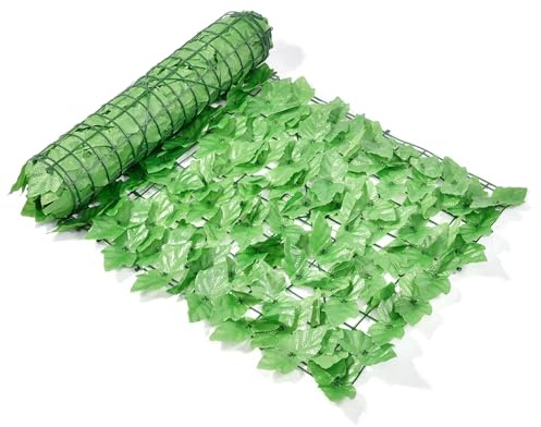 lisutupode Fondo de hierba verde - Pantalla de privacidad de cobertura de hojas verdes artificiales con respaldo de malla,Paneles de vegetación, telón de fondo de pared, decoración de vid para balcón,