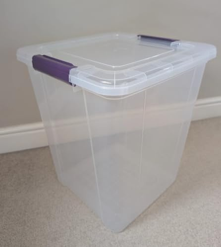 Plastic Storage Box with Lid Deep Home Kitchen Office Pet Food Box Container (55L)