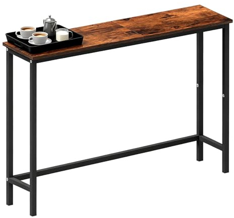 Tavolo da console d'ingresso 29.5 , supporto di divano con scaffale per corridoio, camera da letto, soggiorno, foyer, finitura marrone rustica, compatta