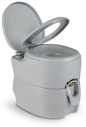 GOPLUS Toilettes Sèche Portable, Réservoir Eau 12L, Eaux Usées 20L, Pompe de Chasse d'eau, Supporte 150kg, Compacte à Double Sortie pour Camping, Pêche, Bateau,45 x 40 x 42 CM