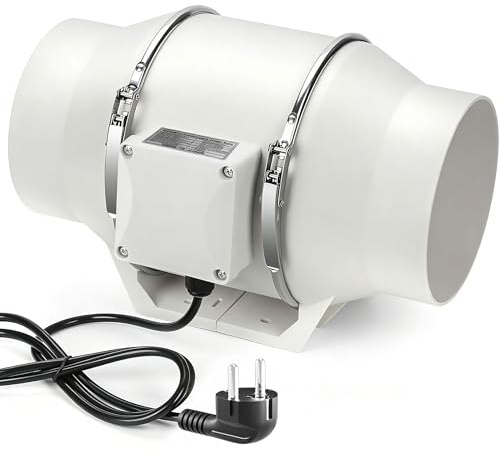 LENNSOLA Ventilateur de Conduit en Ligne de 100mm, Ventilateur Extracteur d'air Silencieux, Ventilateur Tubulaire pour VMC Salle de Bain, Cuisine, Garage et Tentes