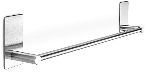 XIAJIA-Adhesivo Fuerte Toalleros de Barra 40cm,Acero inoxidable 304, 3MAdhesivo,impermeable completo (plata) | Soporte para toallas sin necesidad de taladrar,3M Adhesivo,impermeable completo,toalla autoadhesivo,
