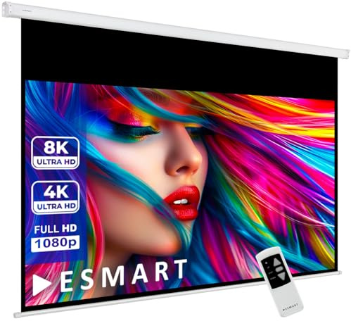 ESMART Professional MIMOTO Tageslicht Motor-Leinwand GRAU 240 cm Bild 203 x 114 cm (92) 16:9 | Programmierbare Fernbedienung | Heimkino elektrische Beamer Projektionsleinwand LCD