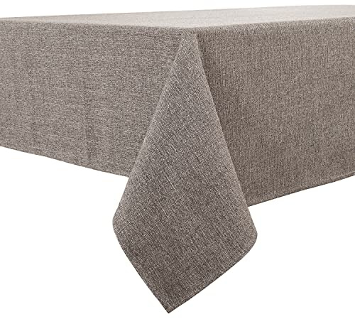 Tischdecke in Braungrau 140 x 180 cm, wasserabweisend, mit Leinenoptik | Rechteckig, bügelfrei, waschbar, Restaurant, Küche, Esstisch, Party, Outdoor, Dekorativ, Weihnachten, Neujahr, Café, Garten