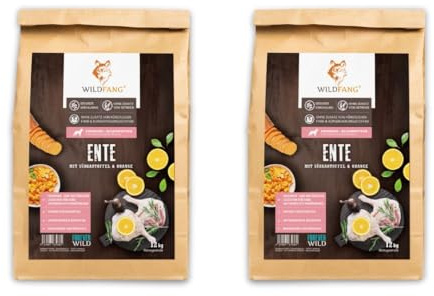 Wildfang® Trockenfutter für Hunde 6kg – Premium Hundetrockenfutter mit Ente, Getreidefrei & glutenfrei natürliche Zutaten, ohne Zuckerzusatz, für ausgewachsene Hunde & Senioren – 2er Pack