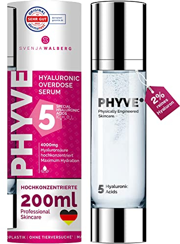 Hyaluron Serum hochdosiert PHYVE 120 ml I VEGANES Feuchtigkeitsserum für das Gesicht I MADE in GERMANY I mit 2% reinem Hyaluron I hochkonzentrierter HYALURONIC OVERDOSE BOOSTER by Svenja Walberg