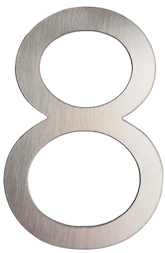 GUIZZO Creart - Numero Civico Esterno e Numeri Civici Esterni con Lettera in Acciaio Inox, Targa Personalizzata Made in Italy, Targhetta Personalizzata Porta Ingresso per Uso Esterno - 8, 6.6x10H cm