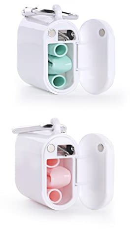 Hoshen Juego de 2 pajitas plegables de silicona reutilizables, fáciles de limpiar, portátiles, ecológicas, FDA simple moda, rosa y cian